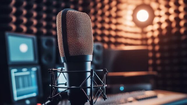 Music production process in a contemporary studio with high quality recording equipment and a focus on sound