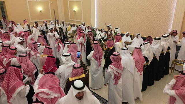 DAMMAM, SAUDI ARABIA - JUNE 19, 2025: Traditional Saudi wedding reception i