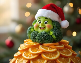 Natale e feste vegetariane e salutari, buffo albero di Natale di frutta e verdura secca