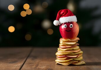Natale e feste vegetariane e salutari, buffo albero di Natale di frutta e verdura secca