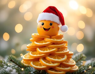 Natale e feste vegetariane e salutari, buffo albero di Natale di frutta e verdura secca