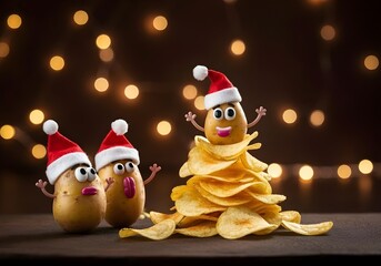 Natale e feste vegetariane e salutari, buffo albero di Natale di frutta e verdura secca