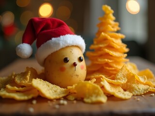 Natale e feste vegetariane e salutari, buffo albero di Natale di frutta e verdura secca