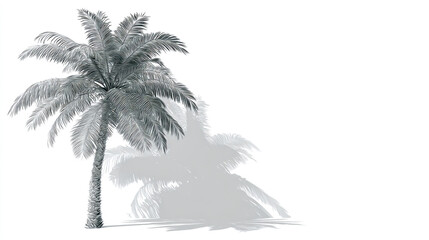 White background with palm tree shadow, white and gray color palette