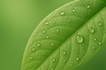 Fresh Green Leaf with Water Droplets: A Symbol of Nature, Growth, and Renewal