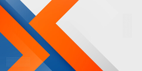 Abstract colorful blue and orange banner background. Overlap triangle arrow shapes pattern element concept design.