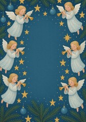 Obraz premium Angelic festive stars pattern