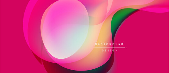 Abstract vibrant background. Overlapping shapes create dynamic, colorful composition. Pink, orange, green hues dominate design. Modern aesthetic.