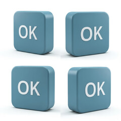 3d ok button isolated on transparent background