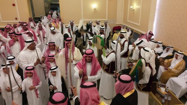 DAMMAM, SAUDI ARABIA - JUNE 19, 2025: Traditional Saudi wedding reception i