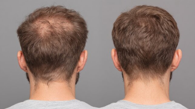 Before and After Hair Loss Treatment: Demonstrating Improved Hair Density and Coverage on Male Subject