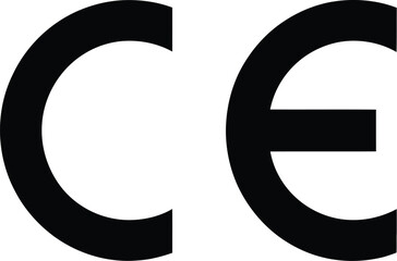 Close up of ce marking symbol in black and white design view