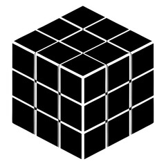 Geometric black and white cube puzzle block design graphic art