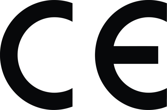 Close up of ce marking symbol in black and white design view