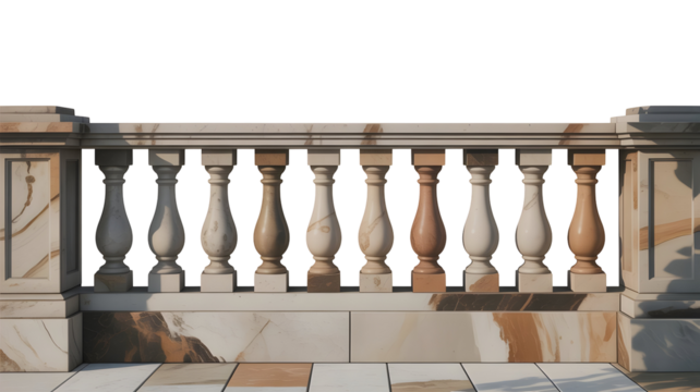 Elegant marble balustrade with classic design elements, perfect for architectural visualization or upscale residential projects and creating sophisticated designs