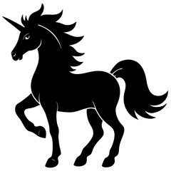Graceful unicorn silhouette vector art on clean white background.
