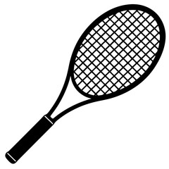 Classic tennis racket black and white icon for sports graphics