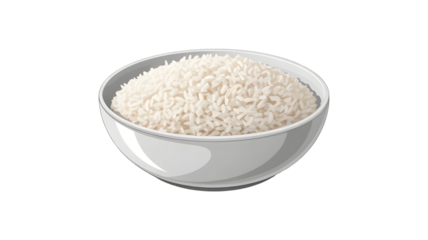 Steaming bowl of white rice, a staple food that represents comfort and nourishment, ideal for healthy recipes, meal planning, and global cuisine concepts