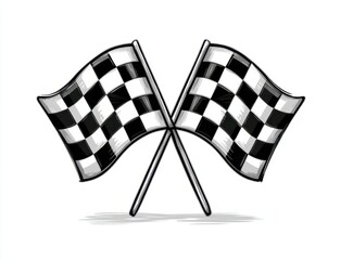 Fototapeta premium Checkered Racing Flags Crossed On White Background Finish Line Concept For Motorsports Auto Racing And Competition Events