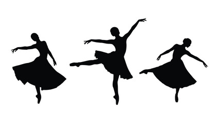 Graceful ballerina silhouettes isolated on white background, Vector © MDRaisul