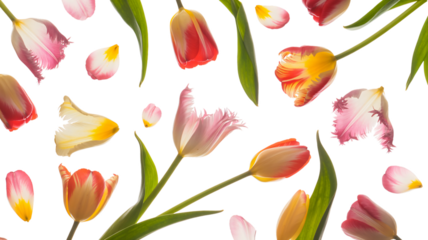 Vibrant tulips with delicate petals creating a modern floral pattern