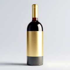 Elegant wine bottle with a sleek gold label, set against a minimalist background, ideal for marketing