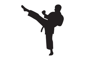 karate logo silhouette vector, karate fighter silhouette vector illustration, karate fight martial silhouette logo, karate fight martial arts logo silhouettes vector on white background