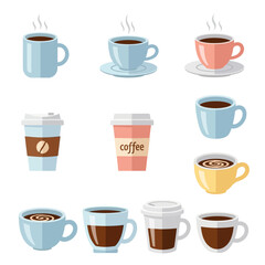 Obraz premium Assorted coffee cups and paper coffee containers