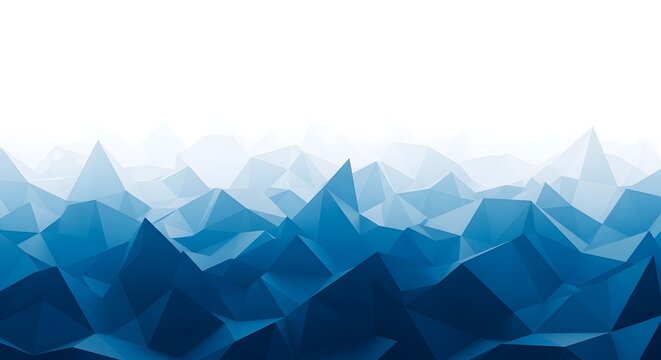 Abstract Geometric Polygonal Background, Blue Low Poly Mountain Landscape