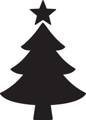 Fototapeta premium Classic Christmas tree with star silhouette for festive greeting cards, holiday decor and celebration.