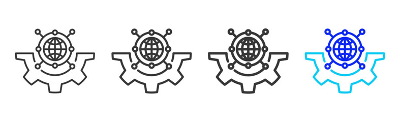 Obraz premium System Recovery icon set collection in creative outline style for Resilience workplace strategy leadership adaptability planning growth innovation tools design