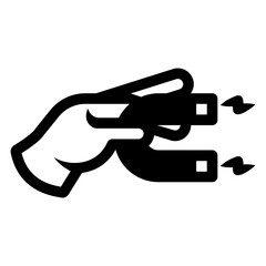 hand holding magnet icon