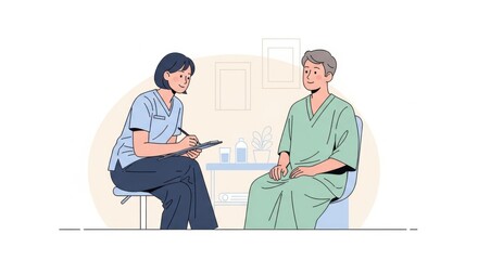 Medical Consultation Doctor and Patient Sitting in Clinic Office