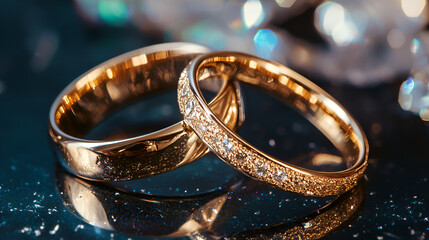 wedding rings on the table