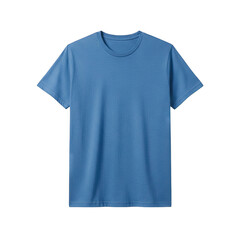 Plain Blue Crew Neck Short Sleeve T Shirt Apparel Isolated on Transparent Background Studio Shot