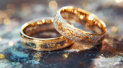 wedding rings on the table