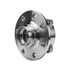 Polished Metal Automotive Wheel Hub Assembly With Silver Bolts And Bearing Detail Isolated On Black Studio Background Realistic Object Photography