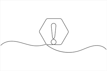 Exclamation mark one line art minimal continuous line drawing outline icon