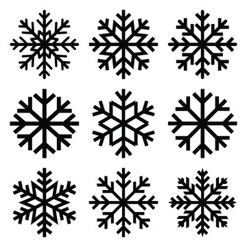 ice crystal silhouette icon set, Vector illustration