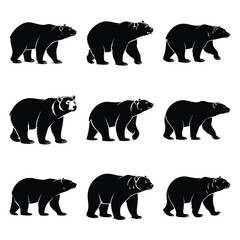 polar bear silhouette icon set, Vector illustration