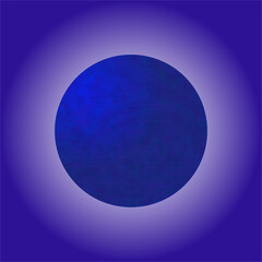 A deep blue textured orb floats at the center, surrounded by a radiant violet glow, creating a calm, mysterious, and cosmic visual atmosphere.
