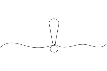 Exclamation mark one line art minimal continuous line drawing outline icon