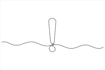 Exclamation mark one line art minimal continuous line drawing outline icon