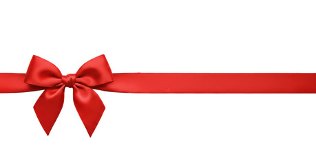 Vibrant red silk ribbon and bow horizontal element
