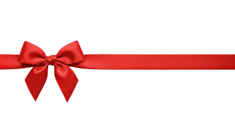 Vibrant red silk ribbon and bow horizontal element