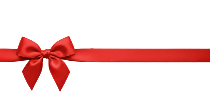 Vibrant red silk ribbon and bow horizontal element