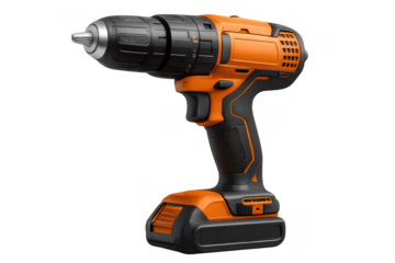 Cordless power drill on transparent background, essential equipment tool for construction, home renovation, and diy projects