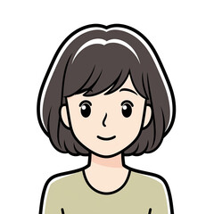 Portrait Of A Young Woman With Short Brown Hair Smiling On A Transparent Background With A Light Green Top