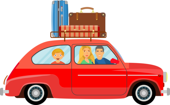 Happy family traveling by car - Powered by Adobe