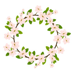 Blooming branch with pink spring blossom.